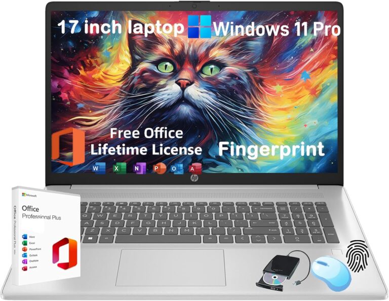 HP 17 Laptop Computer for Business and Students, Office Lifetime, 17.3″ HD+ Display, Intel 10-Core i5-1334U, Fingerprint, Backlit KB, Win11 Pro, External DVD Drive, Numeric Keypad (64GB RAM | 2TB SSD)