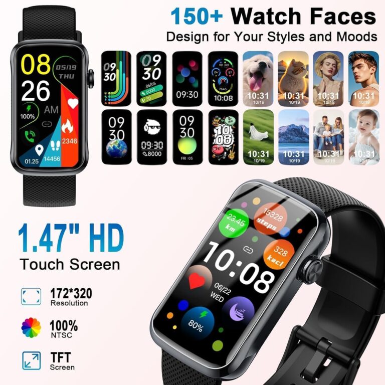 Fempoin Smart Watch, Smartwatch for Men Women with 24 Sport Modes, IP68 Waterproof Fitness Tracker with 24/7 Heart Rate/Sleep/SpO2 Monitor, Step Tracker, Pedometer, Activity Tracker for Android iOS